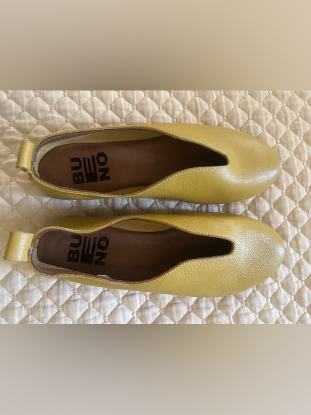 Bueno Yellow Leather Slip-On Flats